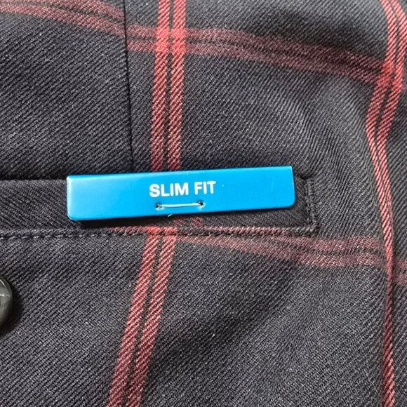 Perry Ellis NWT Windowpane Slim Fit Stretch Pants In Dark Sapphire Sz 30x30 - Picture 7 of 13